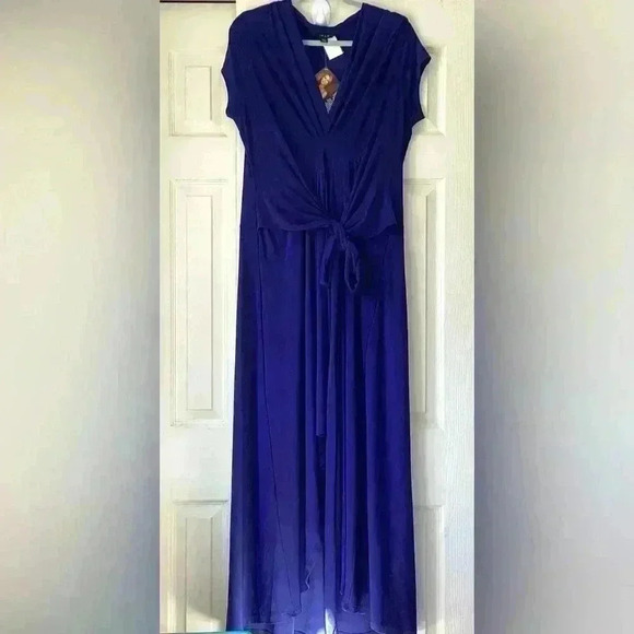 IMAN NWT Deep Blue Wrap High Low Maxi Dress options SIZE 1X - Picture 1 of 6
